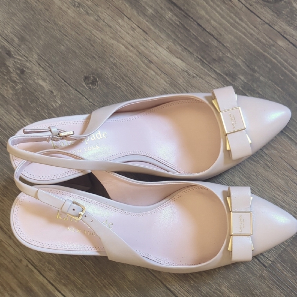 kate spade Pale Vellu Slingback Heels with Bow Detail